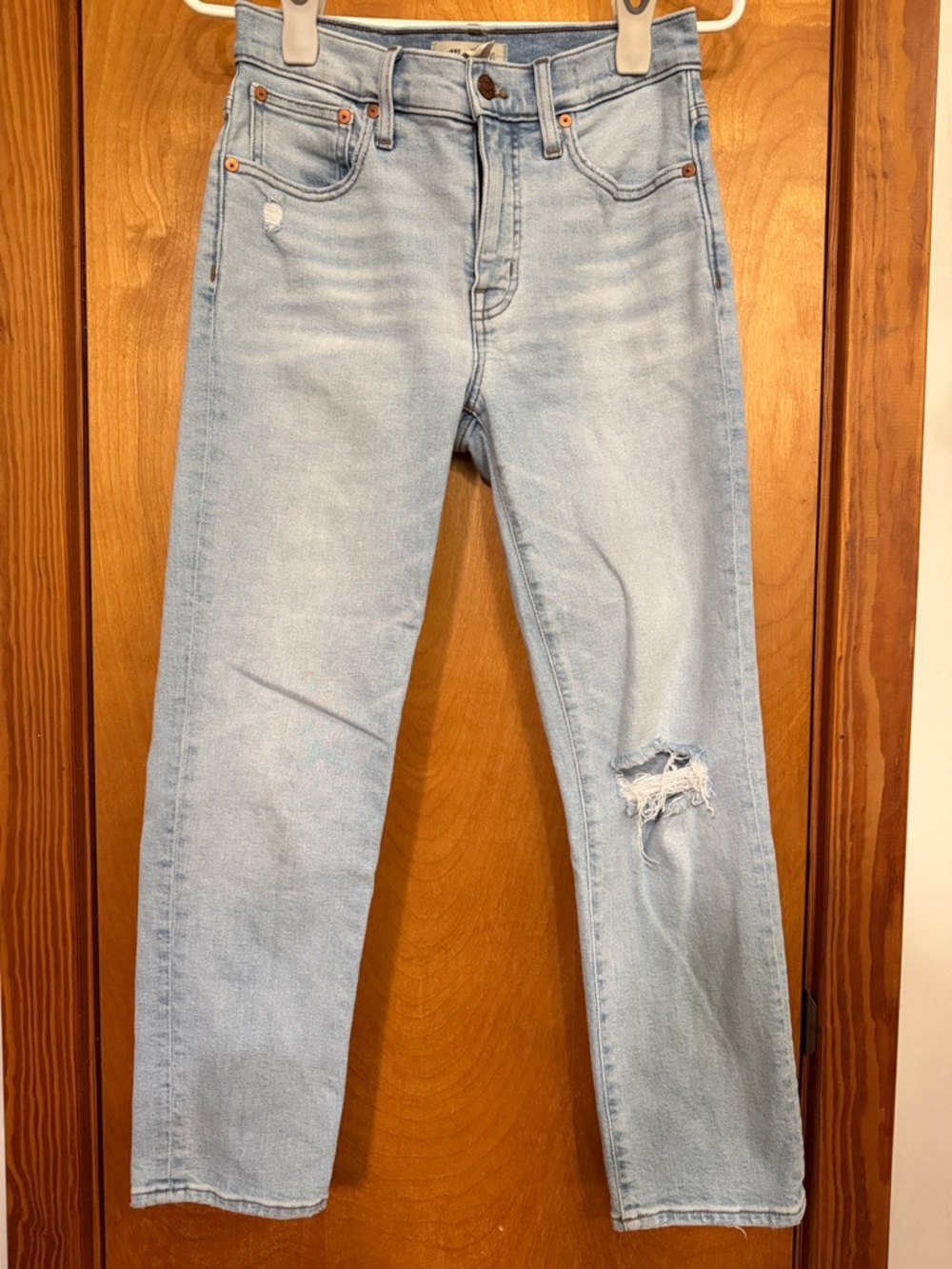 Madewell Light Wash Distressed Straight-Leg Jeans